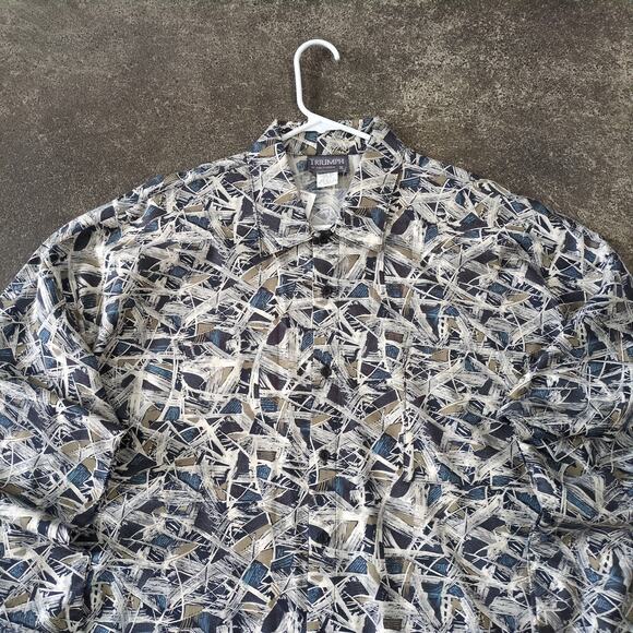 New Vintage Triumph of California Shirt Mens XL USA Gray Broken Glass Rayon - Picture 2 of 8